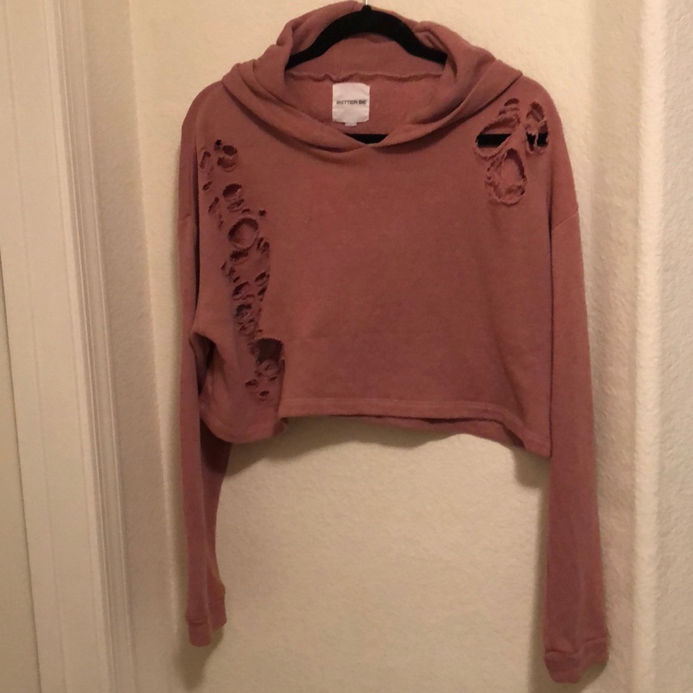 Cropped hoodie distressed